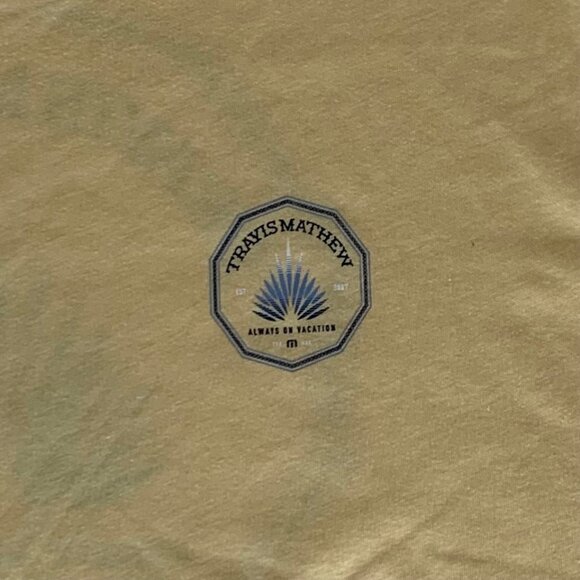 Travis Mathew Golf Yellow Always On Vacation Short Sleeve Crewneck Shirt Mens XL - Picture 4 of 5